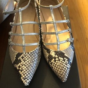 J Crew Caged Flats in Snakeskin-Printed Leather, size 7